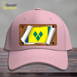 St Vincent Flag Scroll Novelty License Plate Hat Cotton / Pink