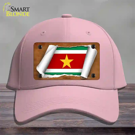 Suriname Flag Scroll Novelty License Plate Hat Cotton / Pink