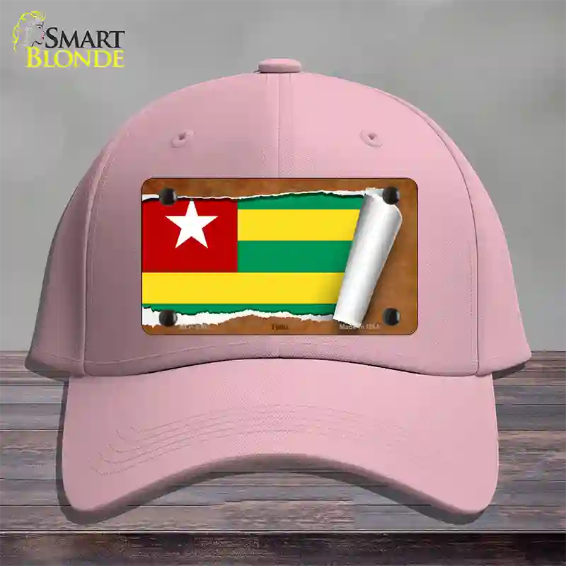 Togo Flag Scroll Novelty License Plate Hat Cotton / Pink