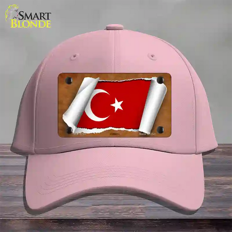 Turkey Flag Scroll Novelty License Plate Hat Cotton / Pink