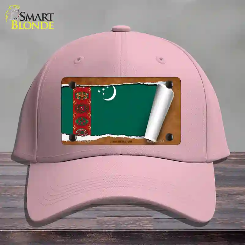 Turkmenistan Flag Scroll Novelty License Plate Hat Cotton / Pink