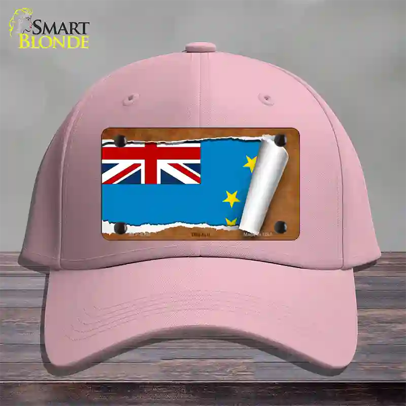 Tuvalu Flag Scroll Novelty License Plate Hat Cotton / Pink