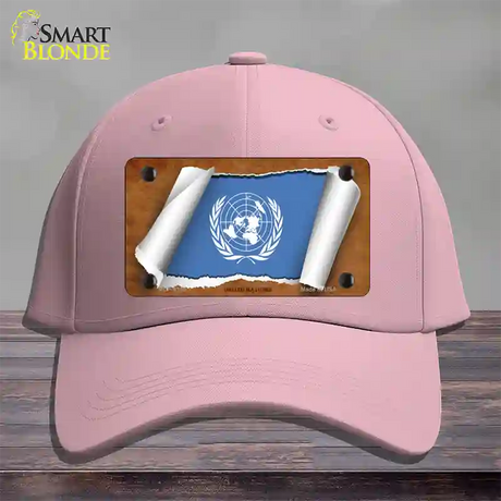 United Nations Flag Scroll Novelty License Plate Hat Cotton / Pink