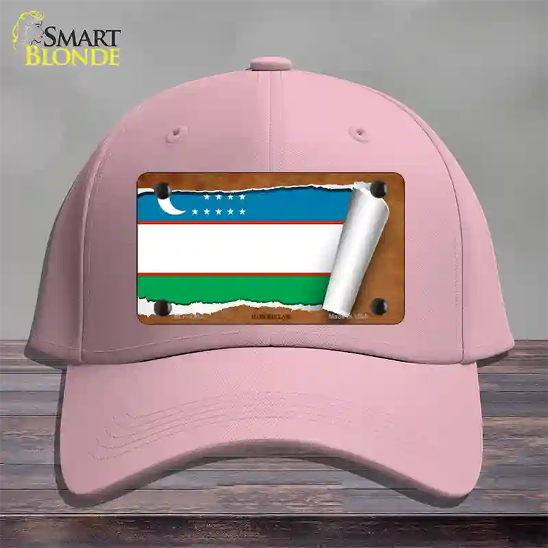 Uzbekistan Flag Scroll Novelty License Plate Hat Cotton / Pink