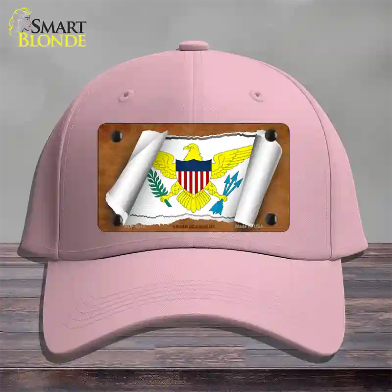 Virgin Islands US Flag Scroll Novelty License Plate Hat Cotton / Pink