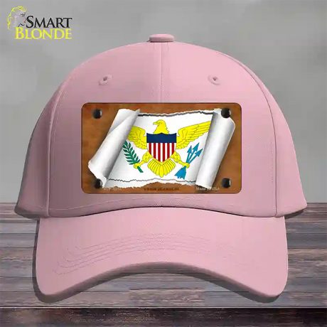 Virgin Islands US Flag Scroll Novelty License Plate Hat Cotton / Pink