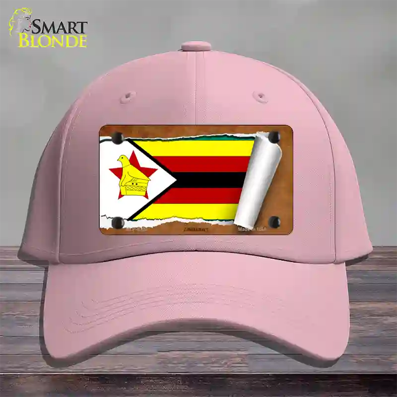 Zimbabwe Flag Scroll Novelty License Plate Hat Cotton / Pink