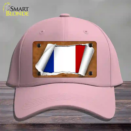 France Flag Scroll Novelty License Plate Hat Cotton / Pink