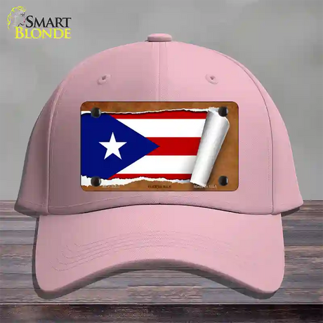 Puerto Rico Flag Scroll Novelty License Plate Hat Cotton / Pink