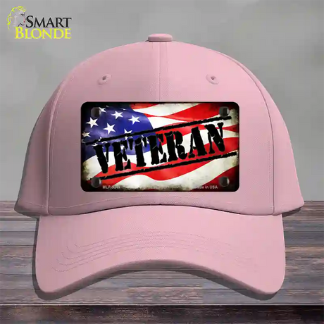 Veteran American Flag Novelty License Plate Hat Cotton / Pink