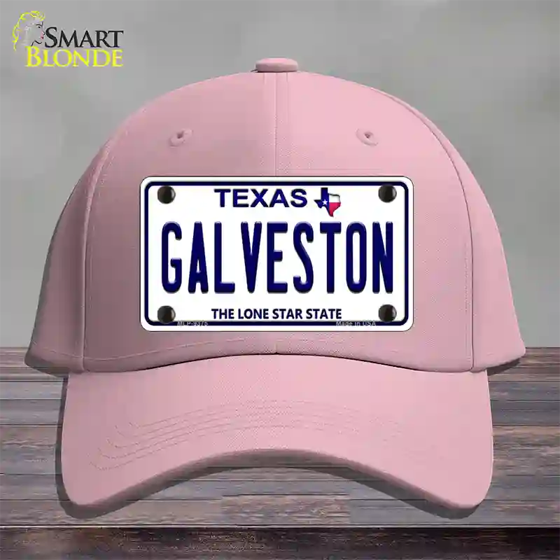 Galveston Texas Novelty License Plate Hat Cotton / Pink