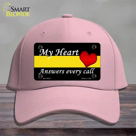 My Heart Answers Every Call Novelty License Plate Hat Cotton / Pink