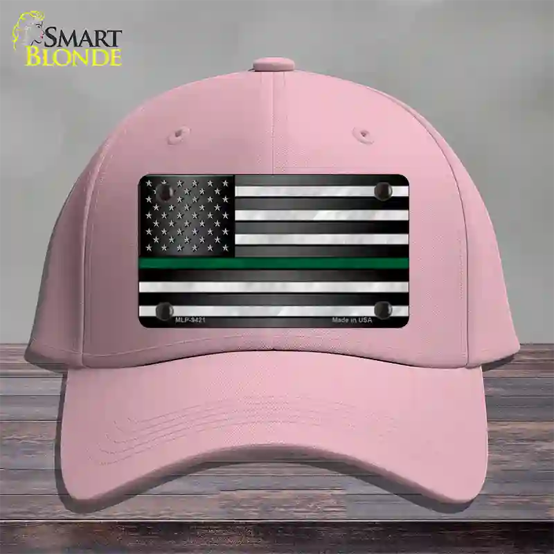 American Flag Thin Green Line Novelty License Plate Hat Cotton / Pink