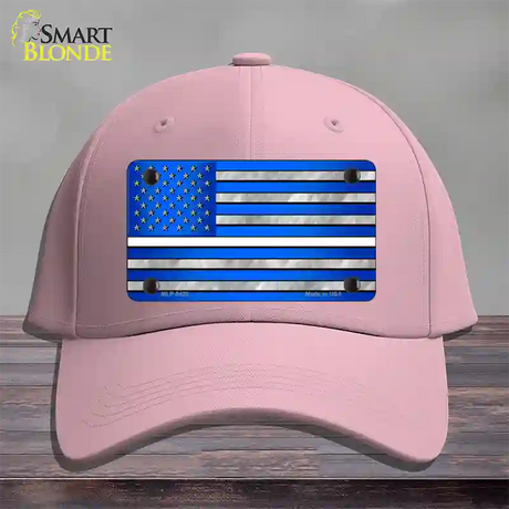 Blue American Flag Thin White Line Novelty License Plate Hat Cotton / Pink