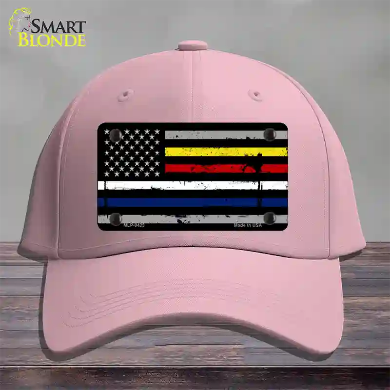 American Flag Police / Fire / EMS Novelty License Plate Hat Cotton / Pink