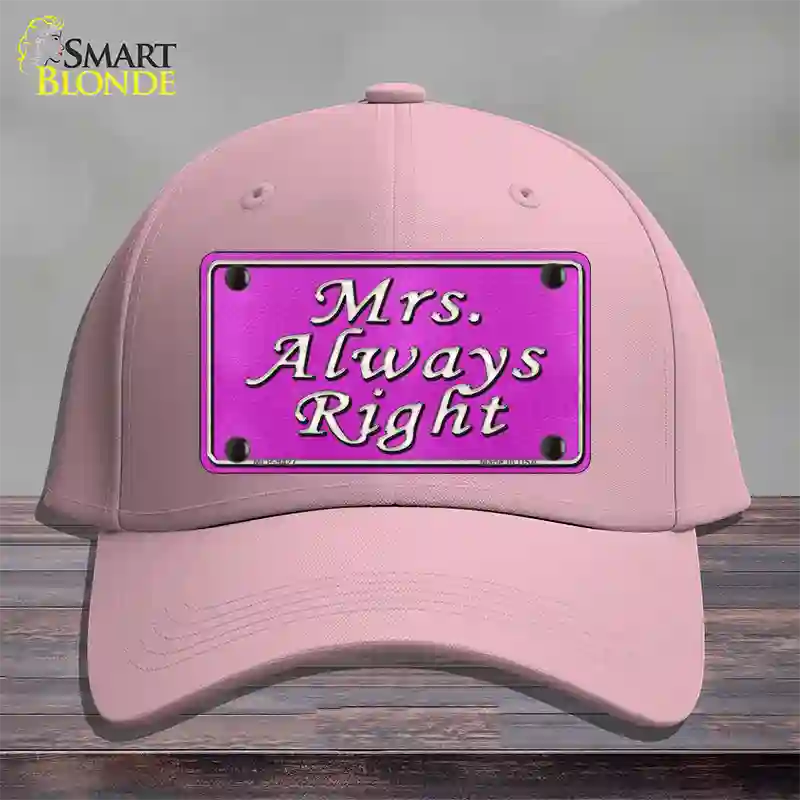 Mrs Always Right Novelty License Plate Hat Cotton / Pink