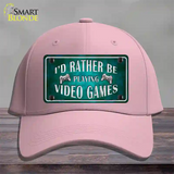 Rather Play Video Games Novelty License Plate Hat Cotton / Pink