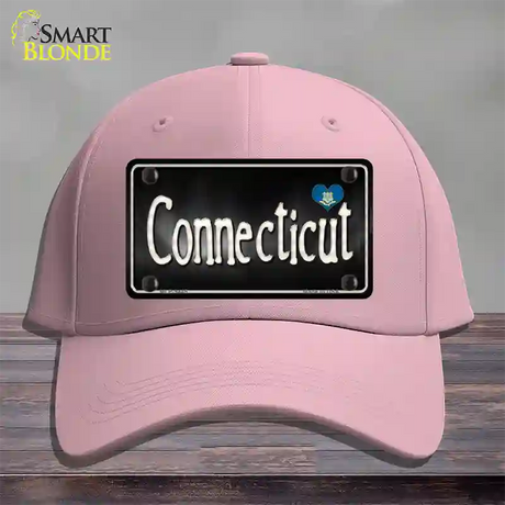 Connecticut Flag Script Novelty License Plate Hat Cotton / Pink