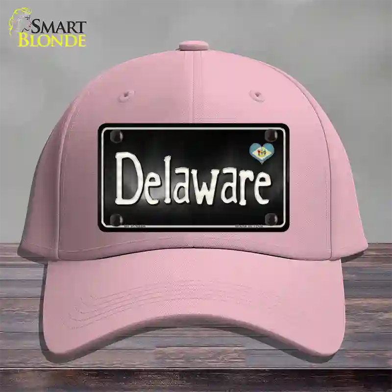 Delaware Flag Script Novelty License Plate Hat Cotton / Pink