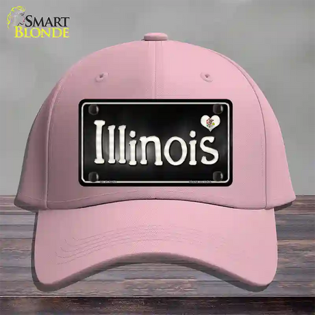 Illinois Flag Script Novelty License Plate Hat Cotton / Pink