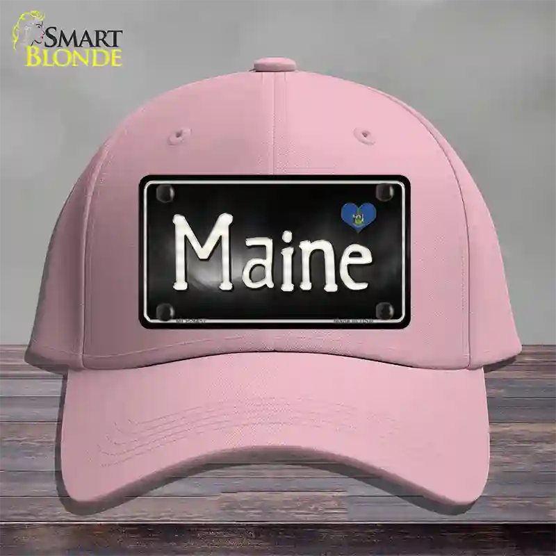 Maine Flag Script Novelty License Plate Hat Cotton / Pink