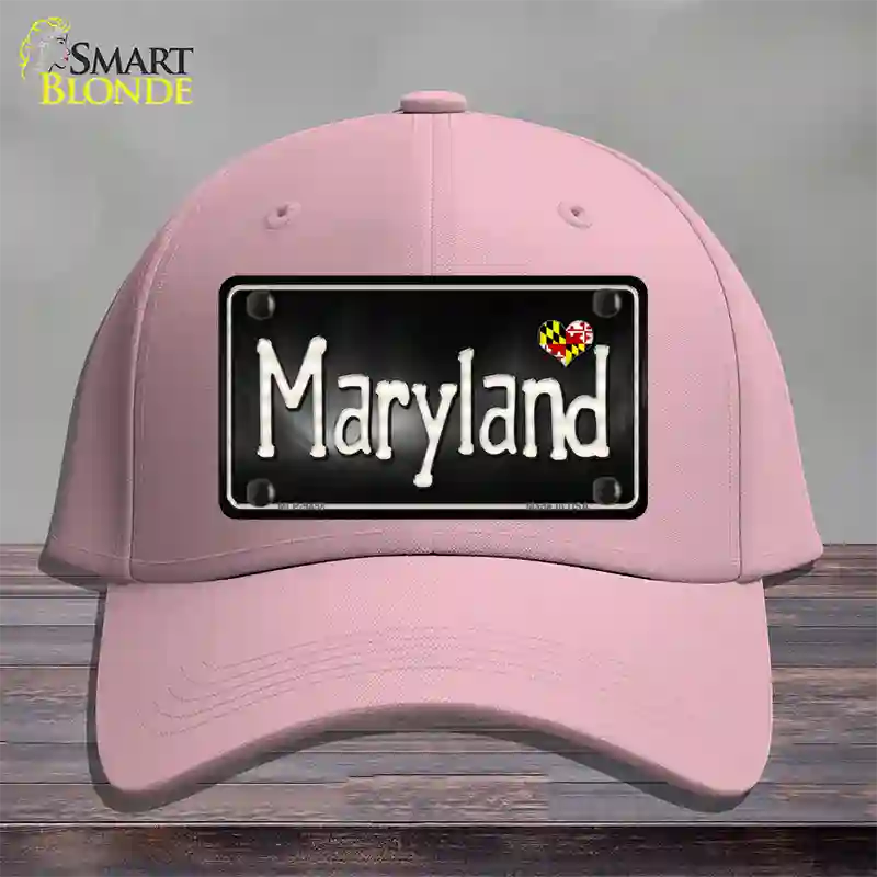 Maryland Flag Script Novelty License Plate Hat Cotton / Pink