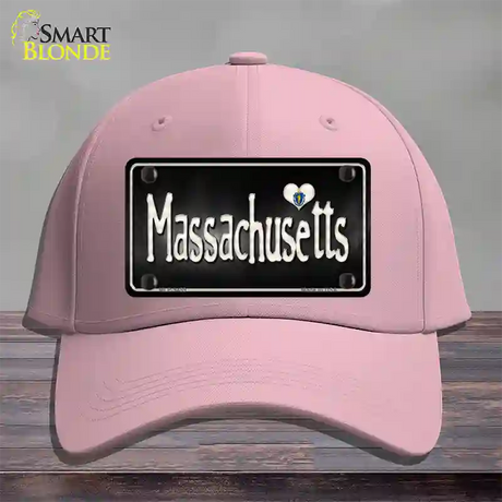 Massachusetts Flag Script Novelty License Plate Hat Cotton / Pink