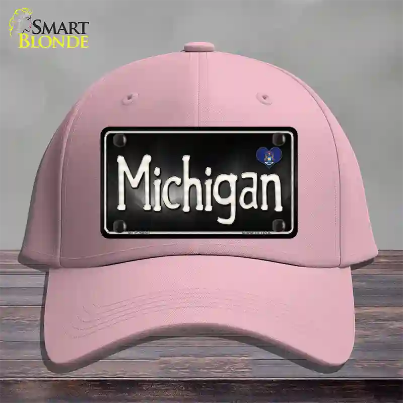 Michigan Flag Script Novelty License Plate Hat Cotton / Pink