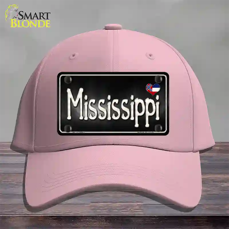 Mississippi Flag Script Novelty License Plate Hat Cotton / Pink