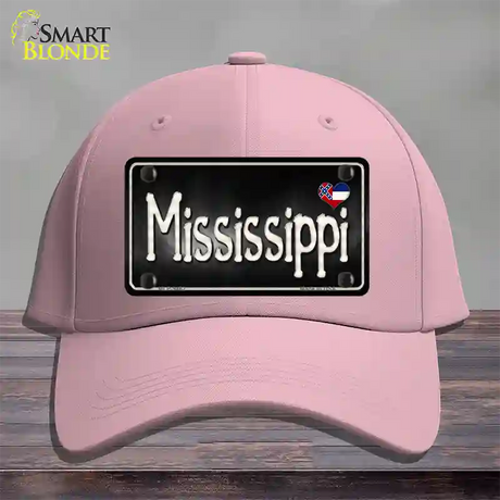 Mississippi Flag Script Novelty License Plate Hat Cotton / Pink