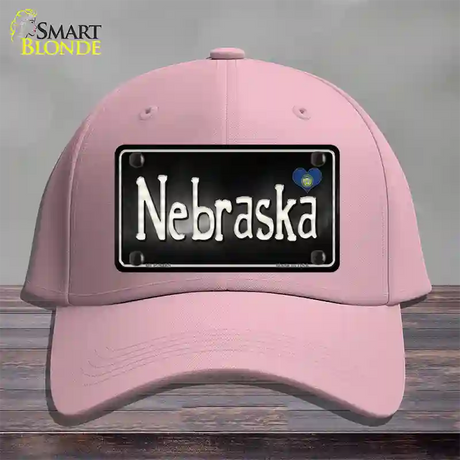 Nebraska Flag Script Novelty License Plate Hat Cotton / Pink