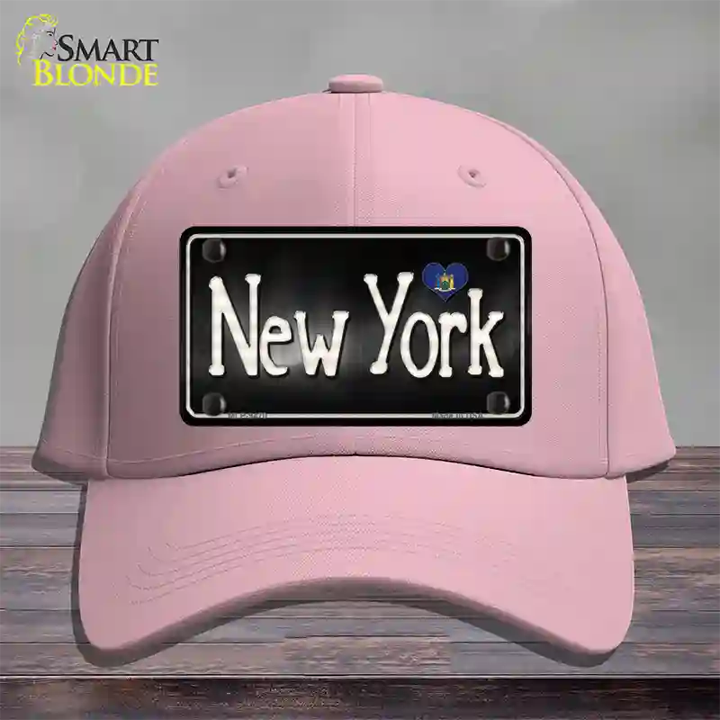 New York Flag Script Novelty License Plate Hat Cotton / Pink