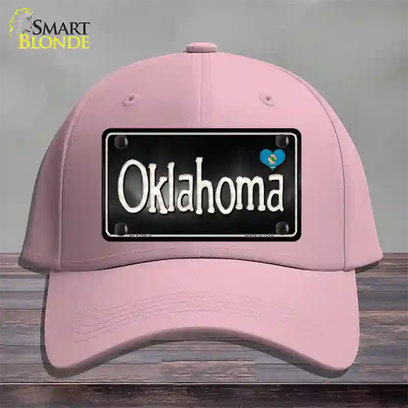 Oklahoma Flag Script Novelty License Plate Hat Cotton / Pink