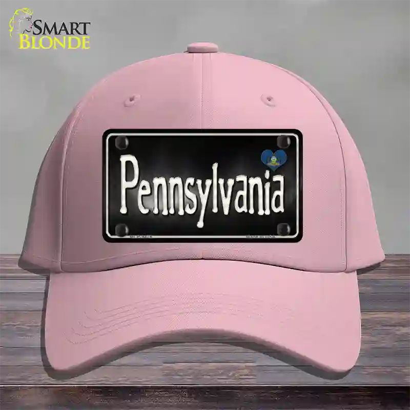 Pennsylvania Flag Script Novelty License Plate Hat Cotton / Pink