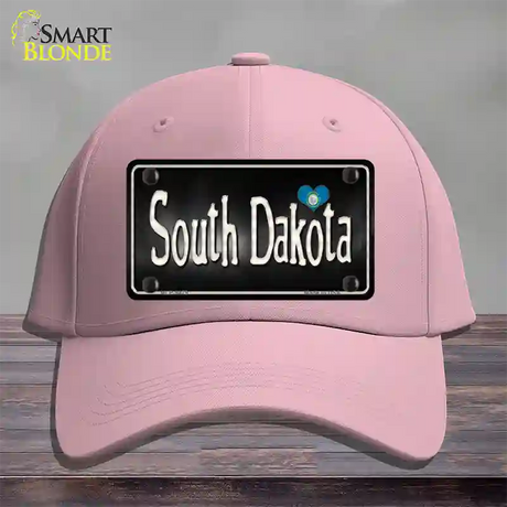 South Dakota Flag Script Novelty License Plate Hat Cotton / Pink