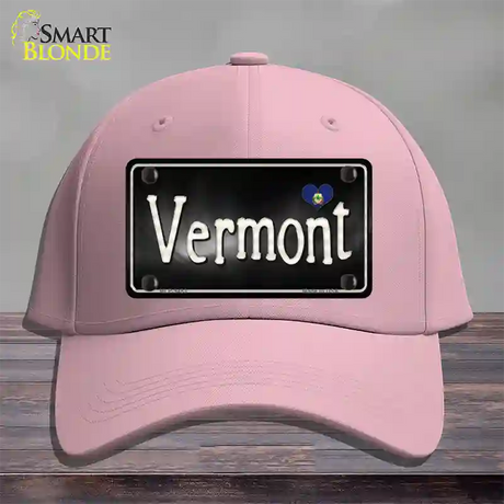 Vermont Flag Script Novelty License Plate Hat Cotton / Pink