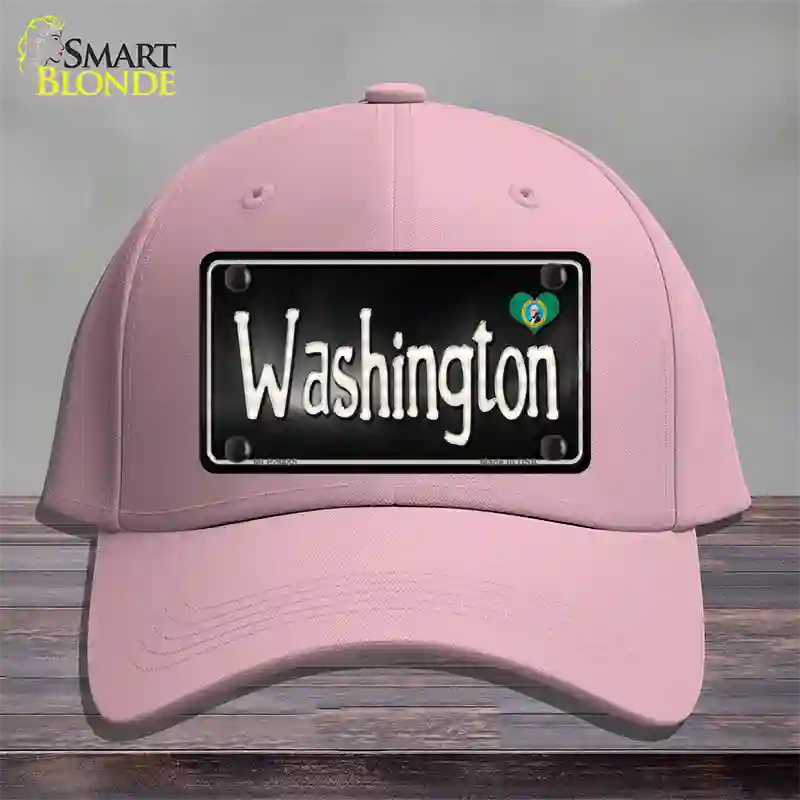 Washington Flag Script Novelty License Plate Hat Cotton / Pink