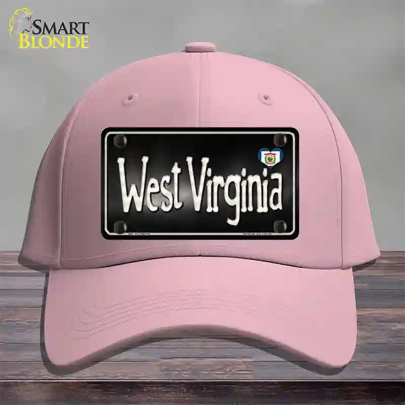 West Virginia Flag Script Novelty License Plate Hat Cotton / Pink