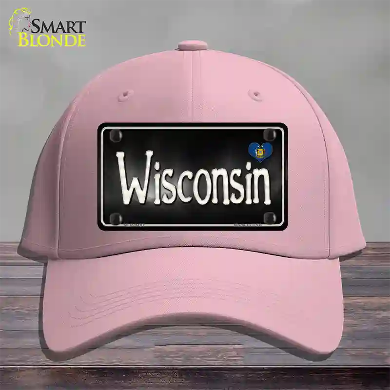 Wisconsin Flag Script Novelty License Plate Hat Cotton / Pink