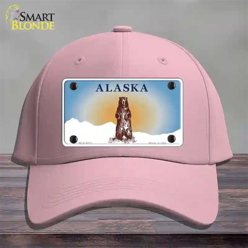 Alaska Bear Blank Novelty License Plate Hat Pink Cotton