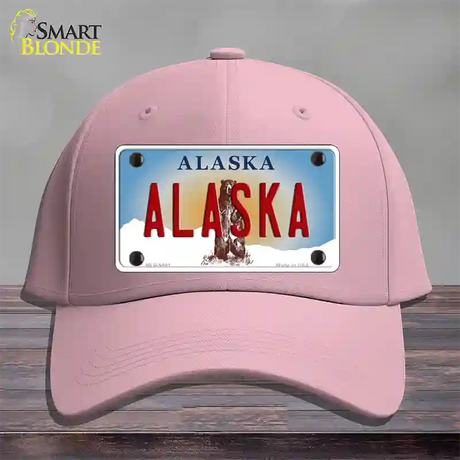 Alaska State Novelty License Plate Hat Cotton / Pink