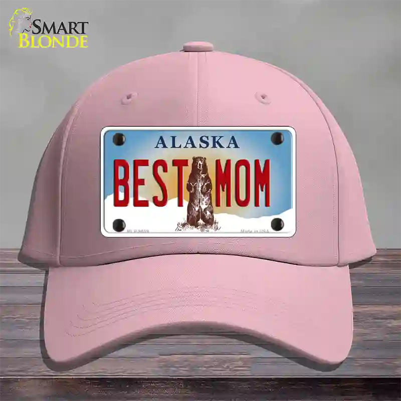 Best Mom Alaska State Novelty License Plate Hat Cotton / Pink