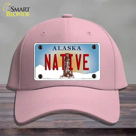 Native Alaska State Novelty License Plate Hat Cotton / Pink