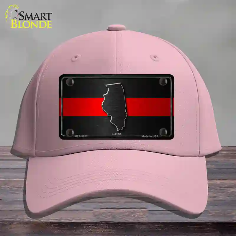 Illinois Thin Red Line Novelty License Plate Hat Cotton / Pink