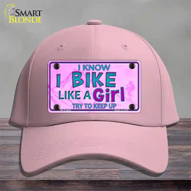 Bike Like A Girl Pink Novelty License Plate Hat Cotton / Pink