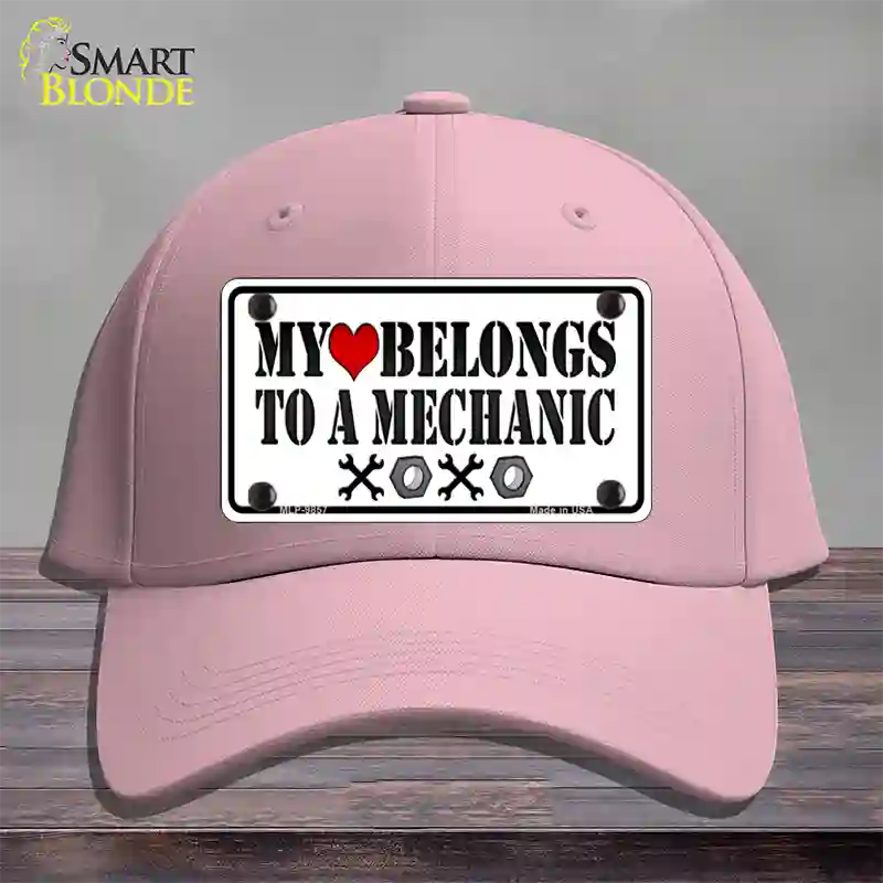 Heart Belongs To Mechanic Novelty License Plate Hat Cotton / Pink