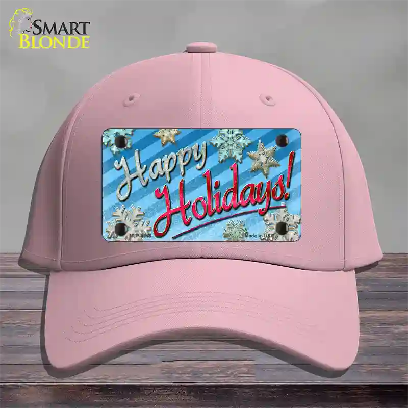 Happy Holidays Blue Novelty License Plate Hat Cotton / Pink