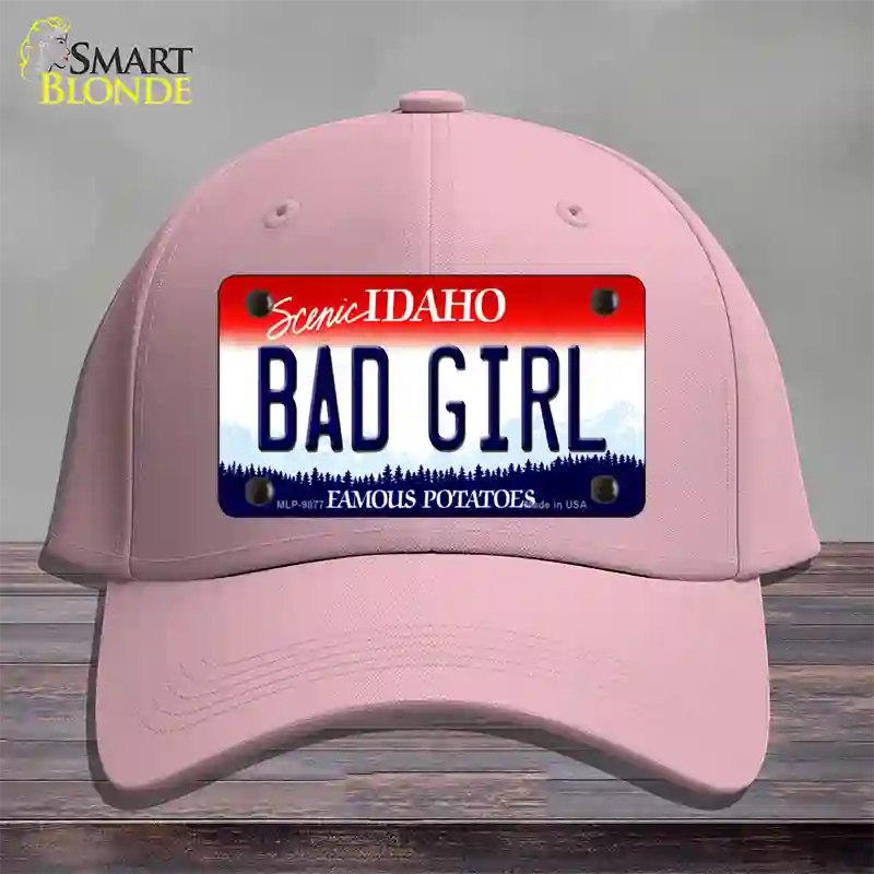 Bad Girl Idaho Novelty License Plate Hat Cotton / Pink