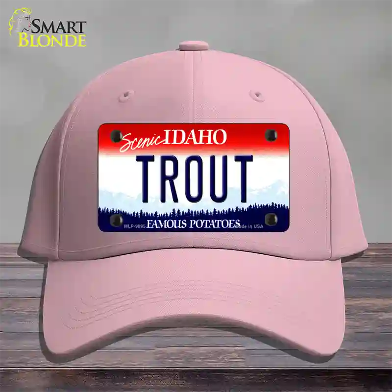 Trout Idaho Novelty License Plate Hat Cotton / Pink