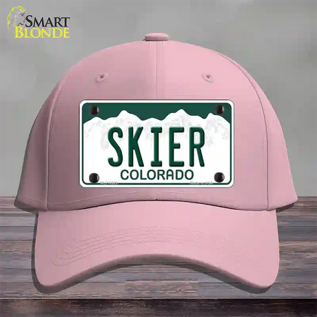 Skier Colorado Novelty License Plate Hat Cotton / Pink